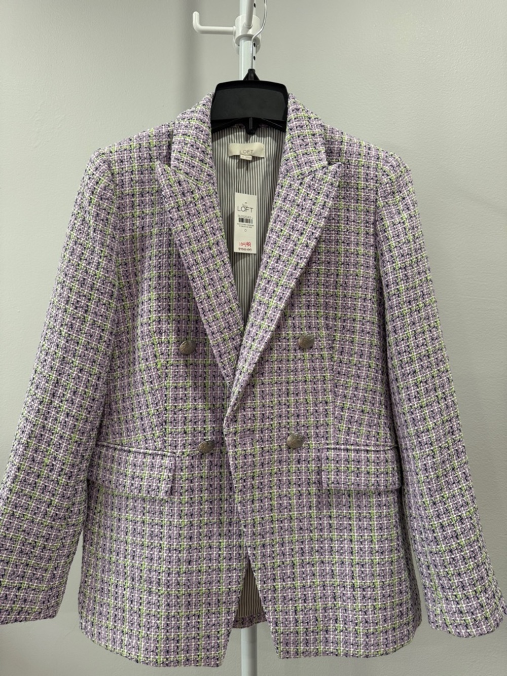 LOFT Lavender & Green Tweed Double-Breasted Blazer with matching shorts
